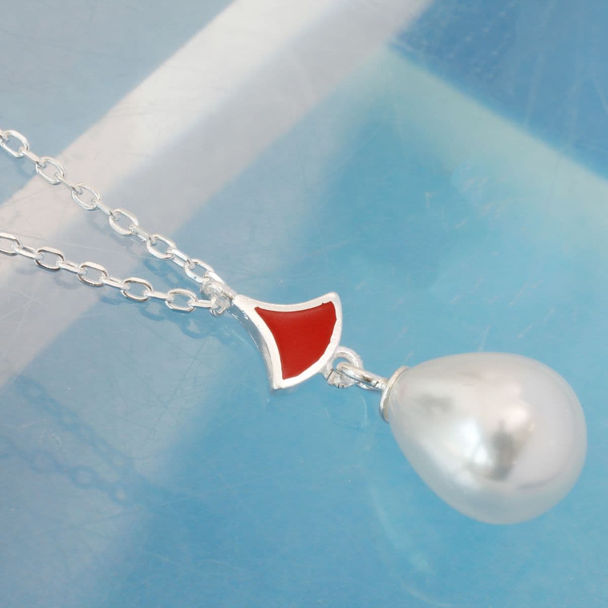 [SE6507,SN6500] Silver 925 Cubic Zirconia & Pearl Epoxy Fan Set (Earrings, Necklace) - 이미지 17