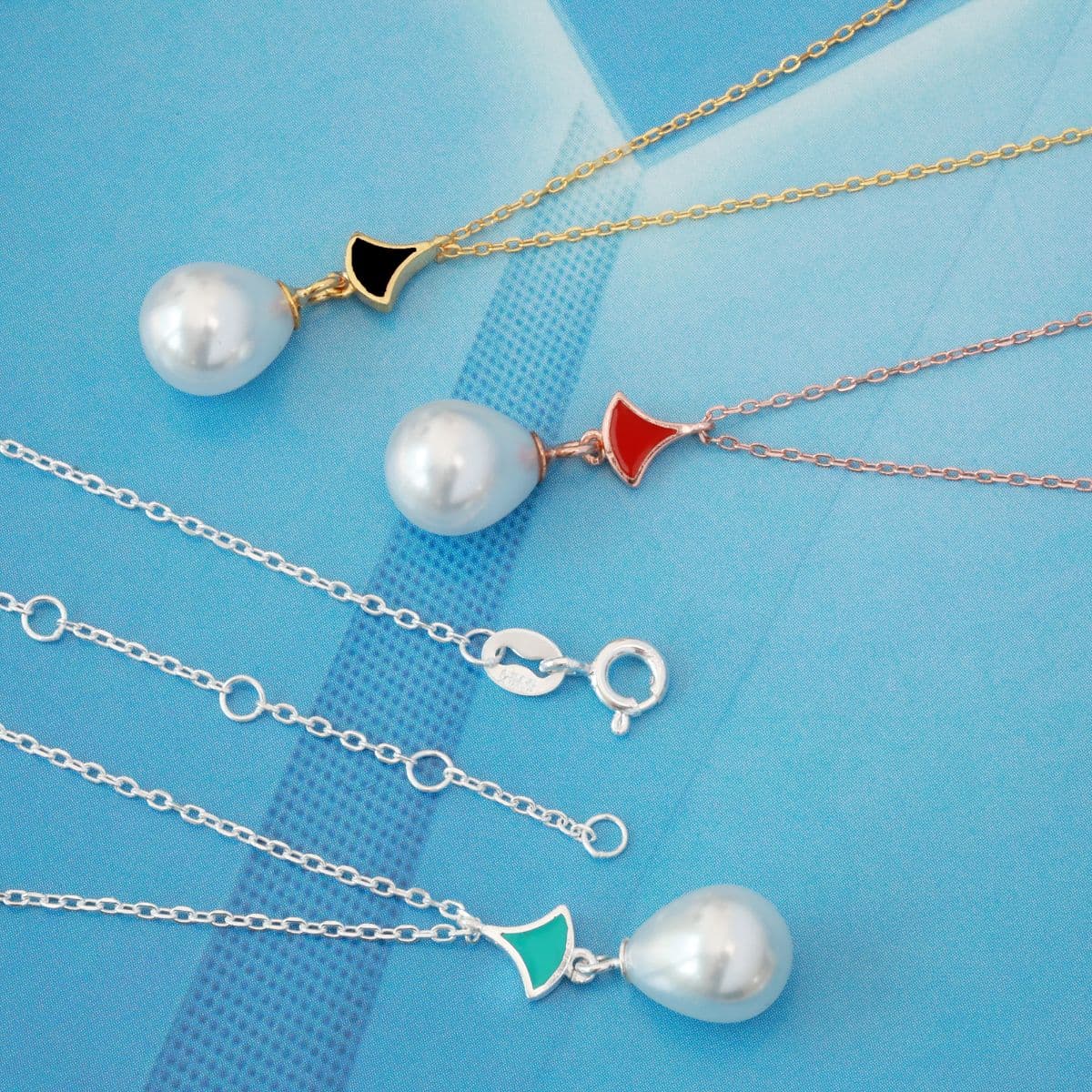 [SE6507,SN6500] Silver 925 Cubic Zirconia & Pearl Epoxy Fan Set (Earrings, Necklace) - 이미지 18