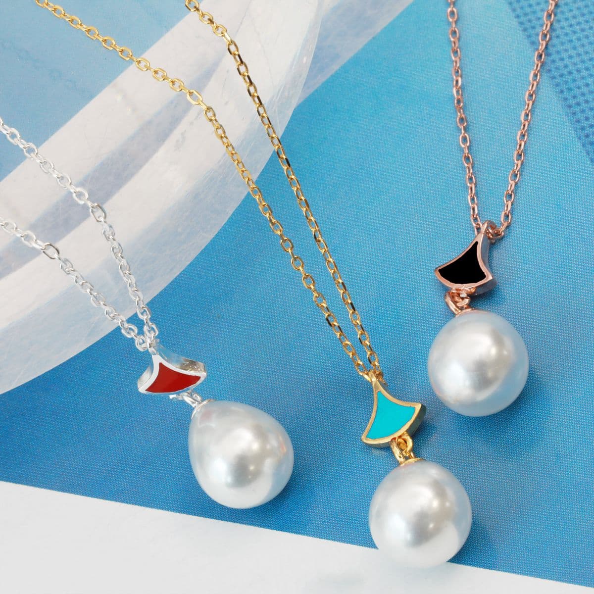 [SE6507,SN6500] Silver 925 Cubic Zirconia & Pearl Epoxy Fan Set (Earrings, Necklace) - 이미지 15