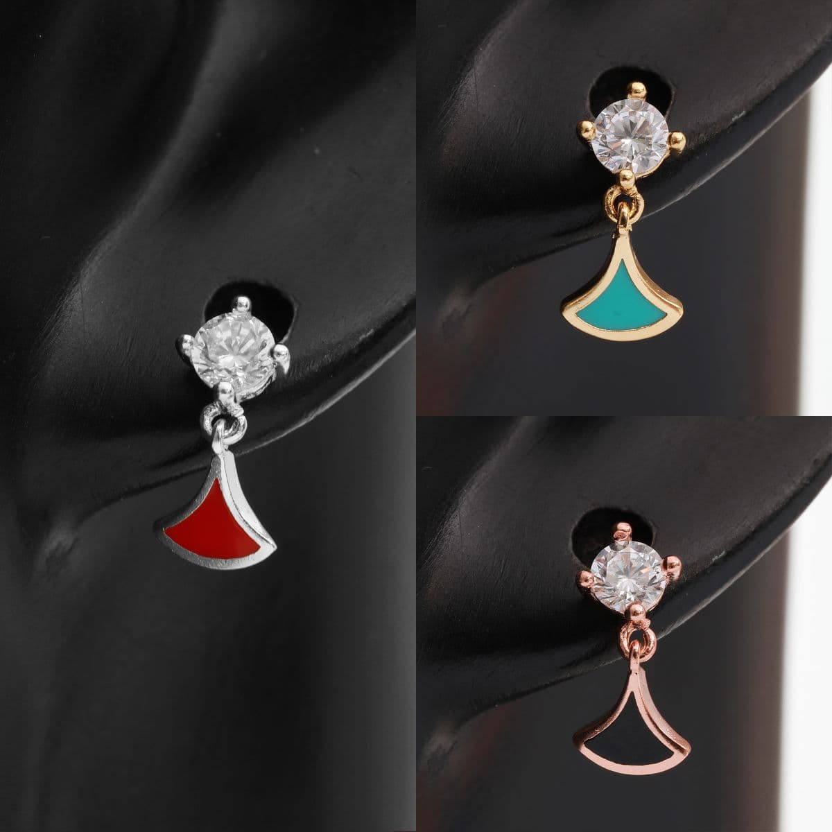[SE6507,SN6500] Silver 925 Cubic Zirconia & Pearl Epoxy Fan Set (Earrings, Necklace) - 이미지 8