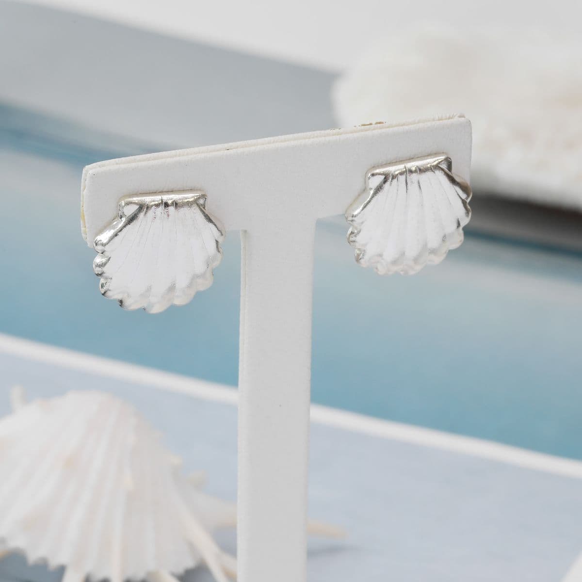 [SE6509] Silver 925 Big Flat Shell Earrings - 이미지 3
