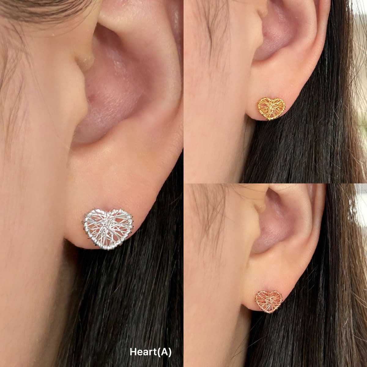 [SE6510], [SE6511] Silver 925 String Heart and Twisting Candle Earring Set - 이미지 2