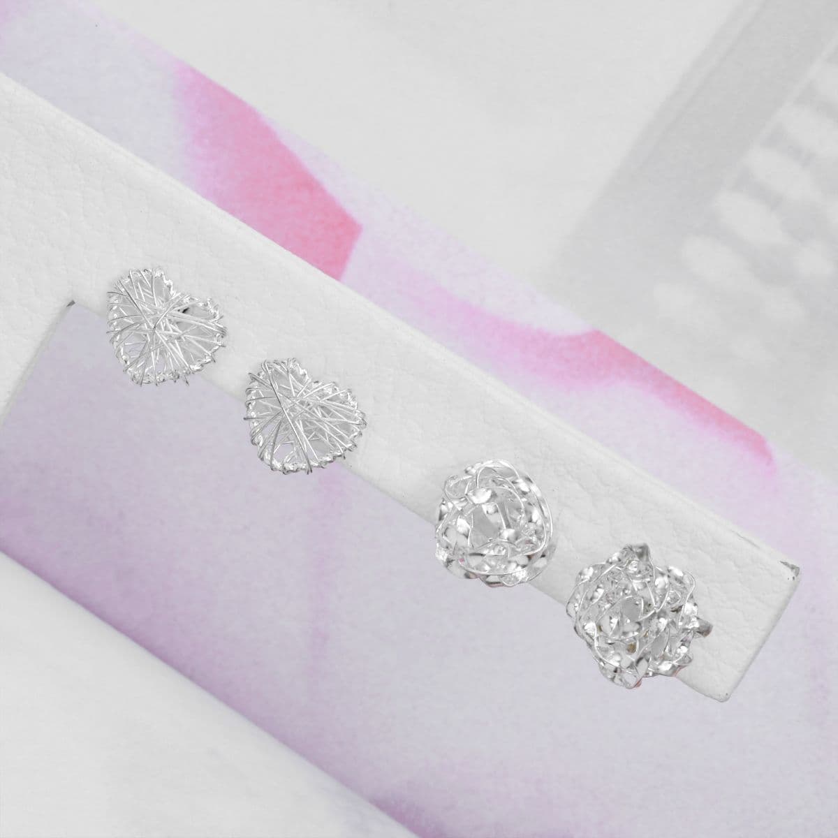[SE6510], [SE6511] Silver 925 String Heart and Twisting Candle Earring Set - 이미지 5