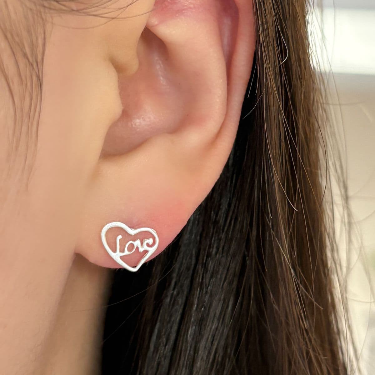 [SE6512] Silver 925 Love in Heart Earrings - 이미지 3