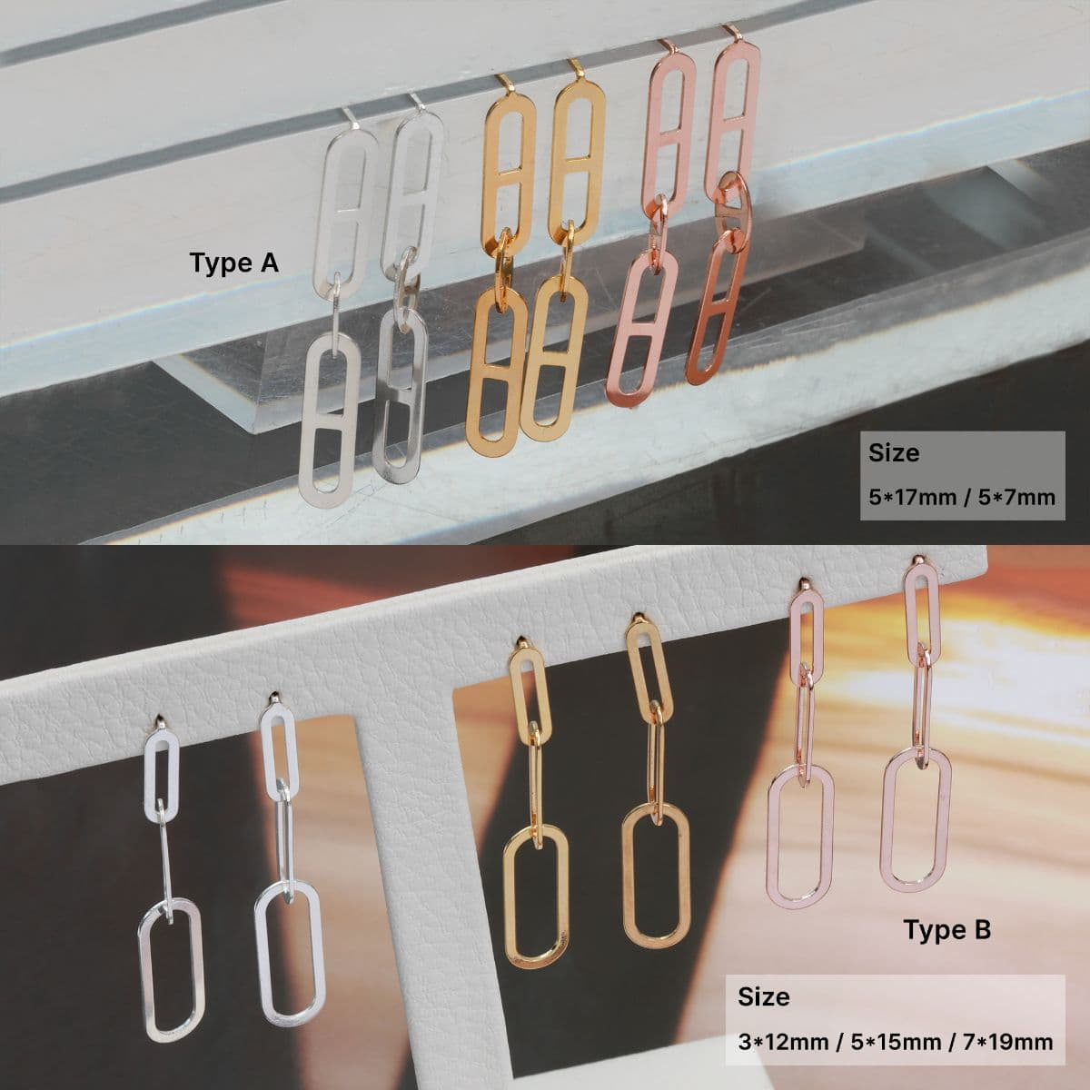 [SE6513], [SE6514] Silver 925 Triple Ring Drop Earrings Set - 이미지 1