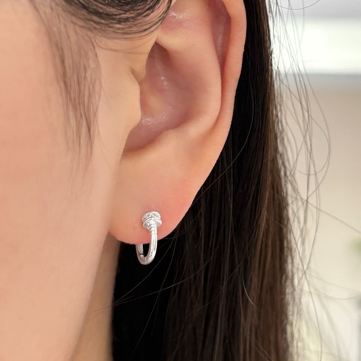 [SE3173] Silver 925 Round Ring Cubic One-Touch Earrings - 이미지 4