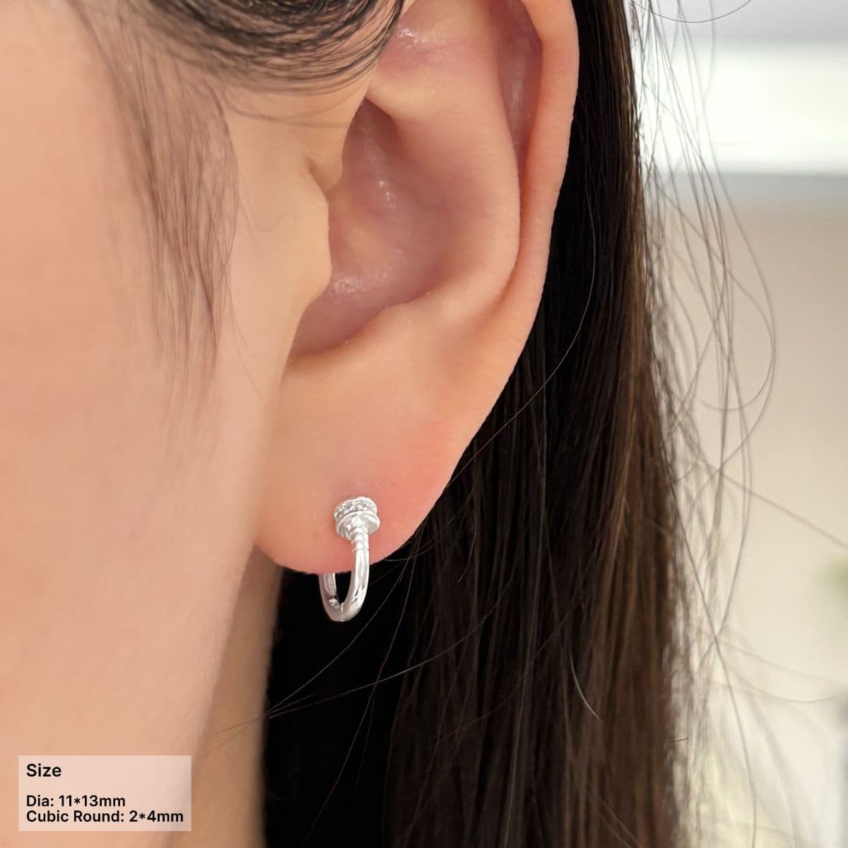 [SE3173] Silver 925 Round Ring Cubic One-Touch Earrings - 이미지 1
