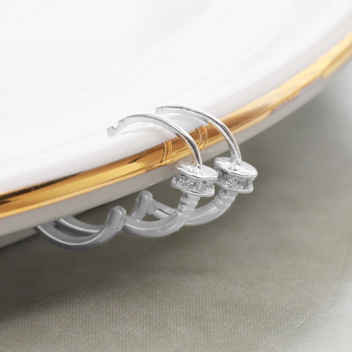 [SE3173] Silver 925 Round Ring Cubic One-Touch Earrings - 이미지 2