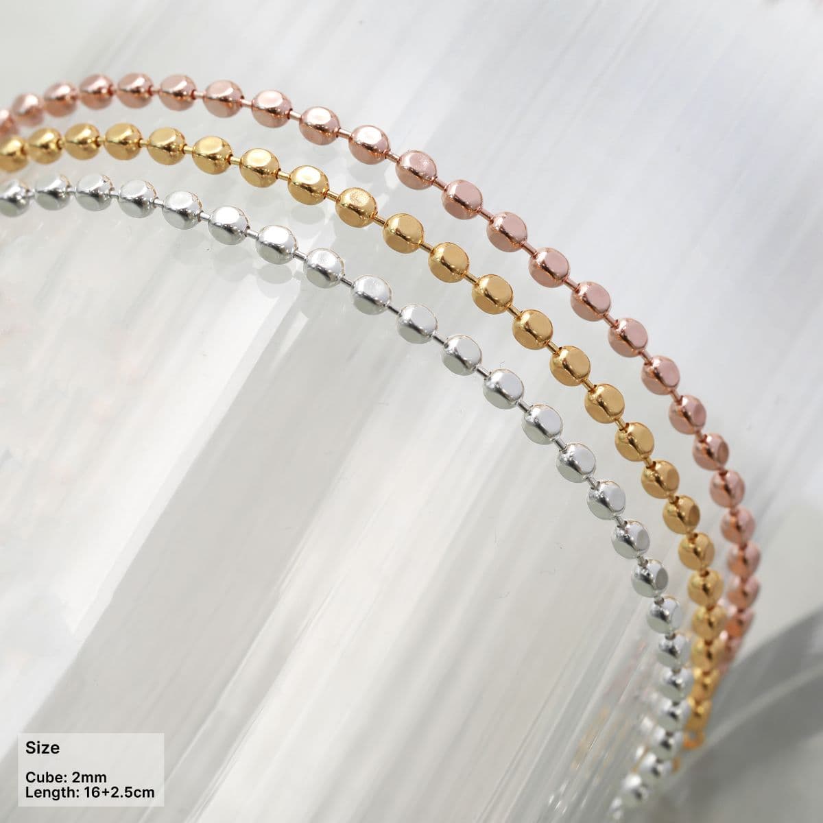 [SB6604] Silver 925 Round Cube Chain Bracelet - 이미지 1