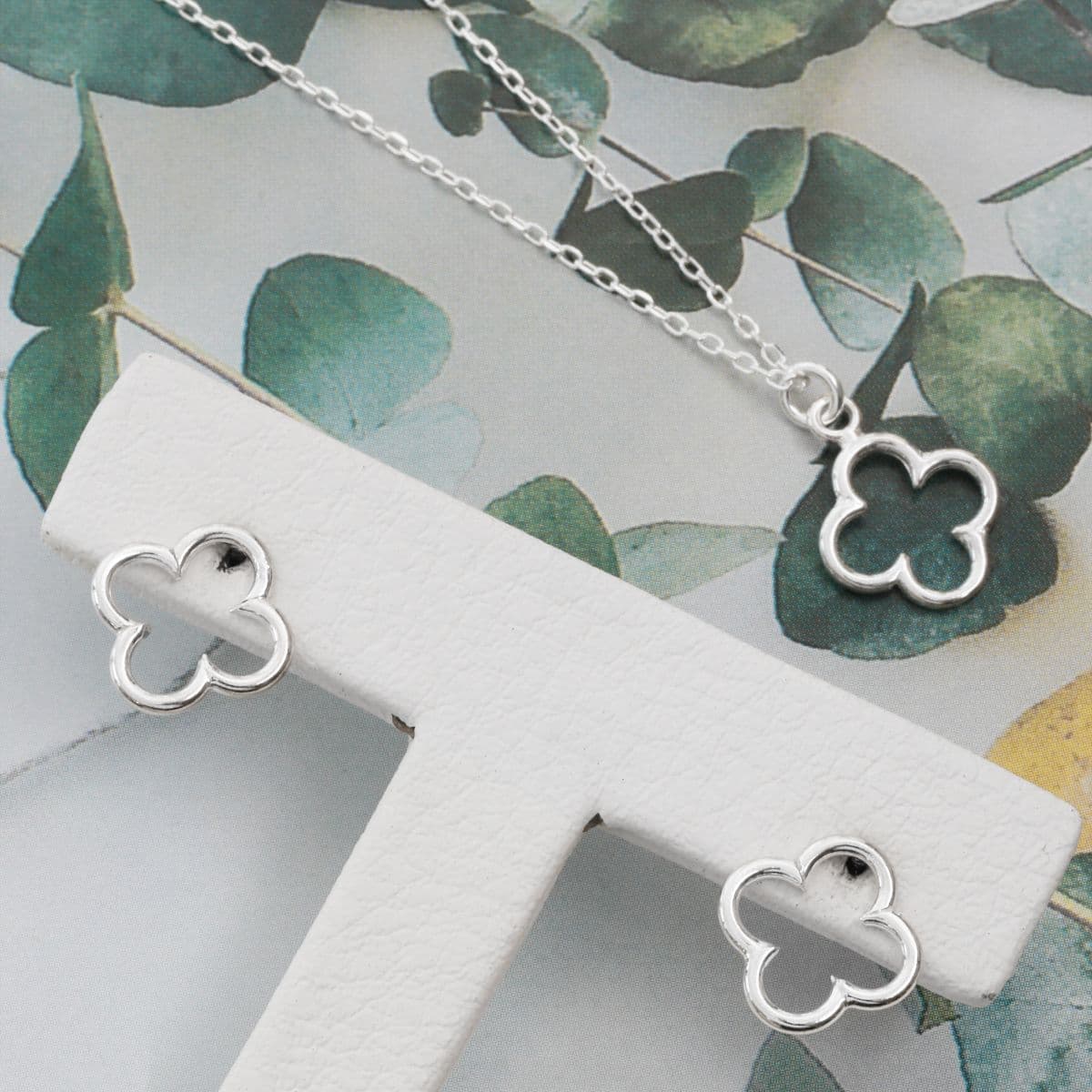 [SE6601],[SN6602] Silver 925 Thin Plain Clover Set (Earrings, Necklace) - 이미지 11