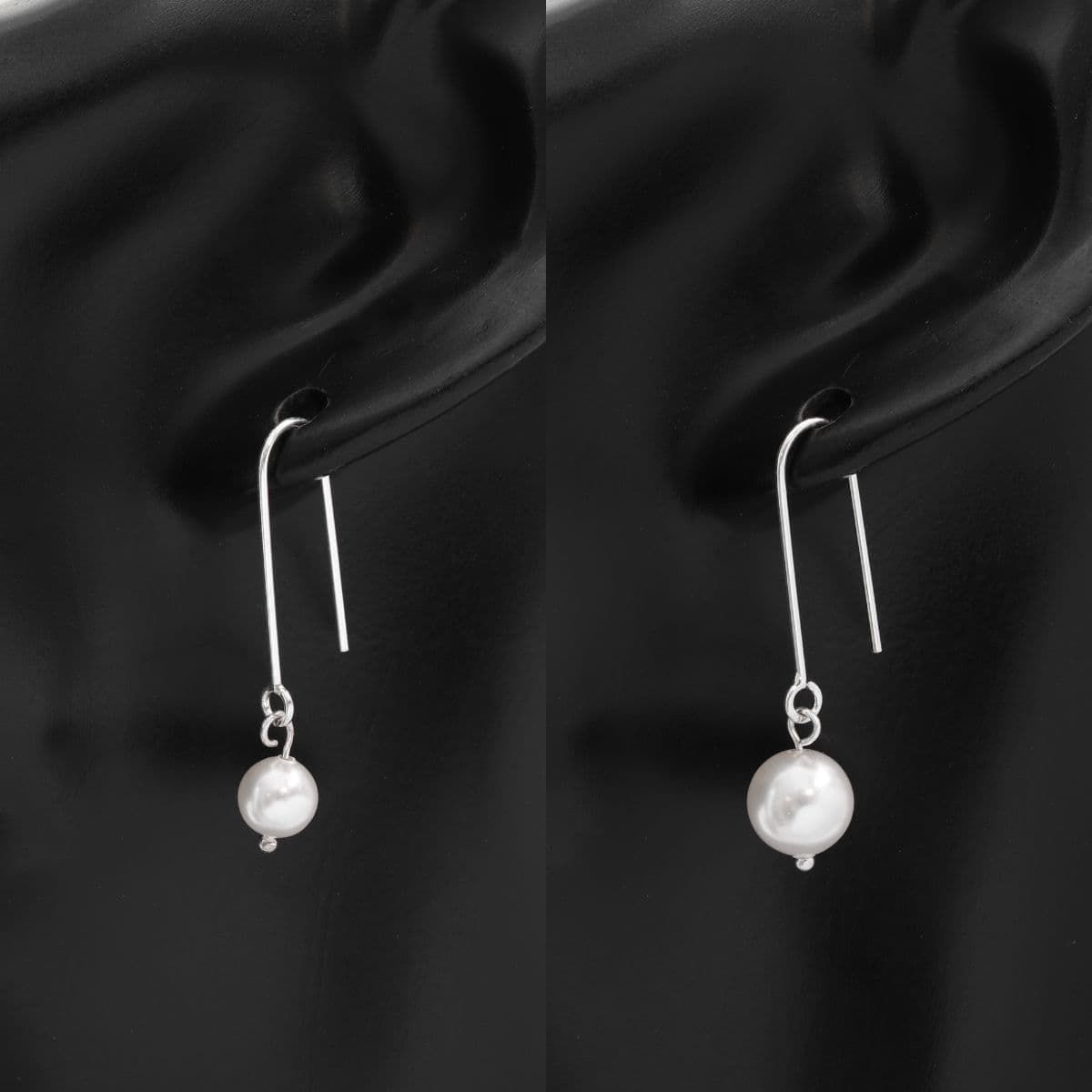 Silver 925 Swarovski Pearl Earring Series (Hoop, Ring, Drop) - 이미지 7