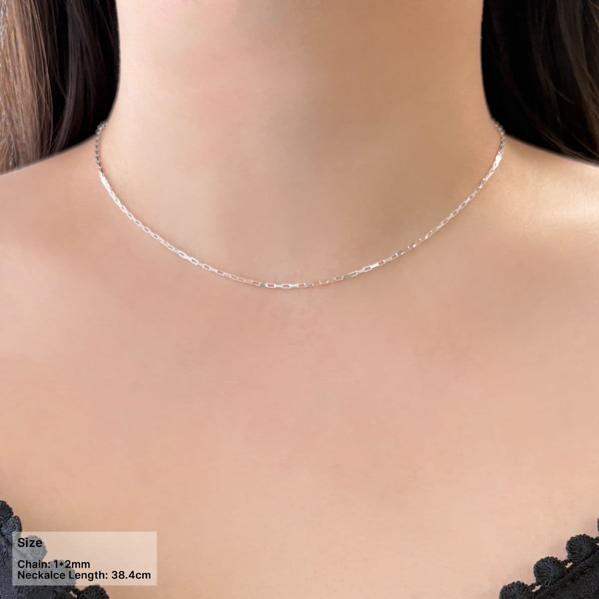 [SN6603] Silver 925 Mini Square Chain Necklace - 이미지 1