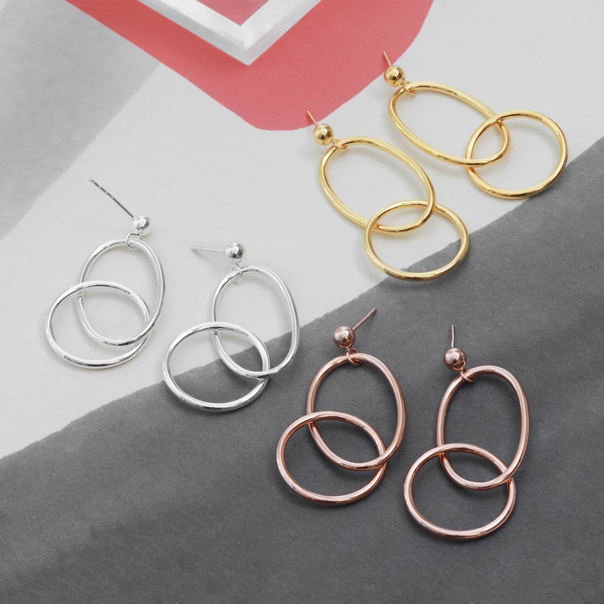 [SE6612] Silver 925 Big Bold Double Ring Drop Earrings - 이미지 8