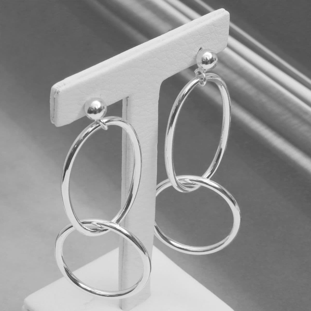 [SE6612] Silver 925 Big Bold Double Ring Drop Earrings - 이미지 5