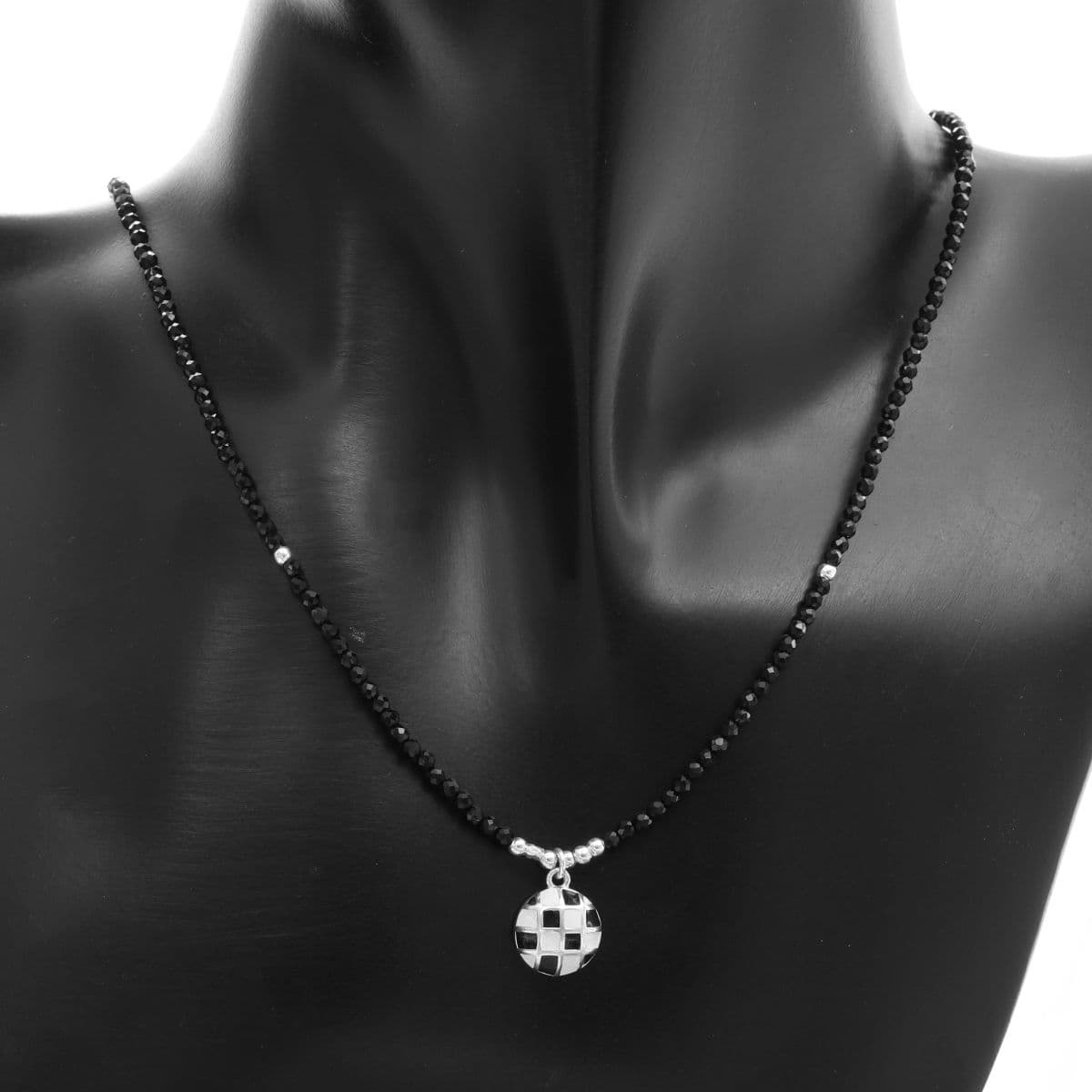 [SN6606] Silver 925 Black and White Checkered Natural Stone Necklace - 이미지 11