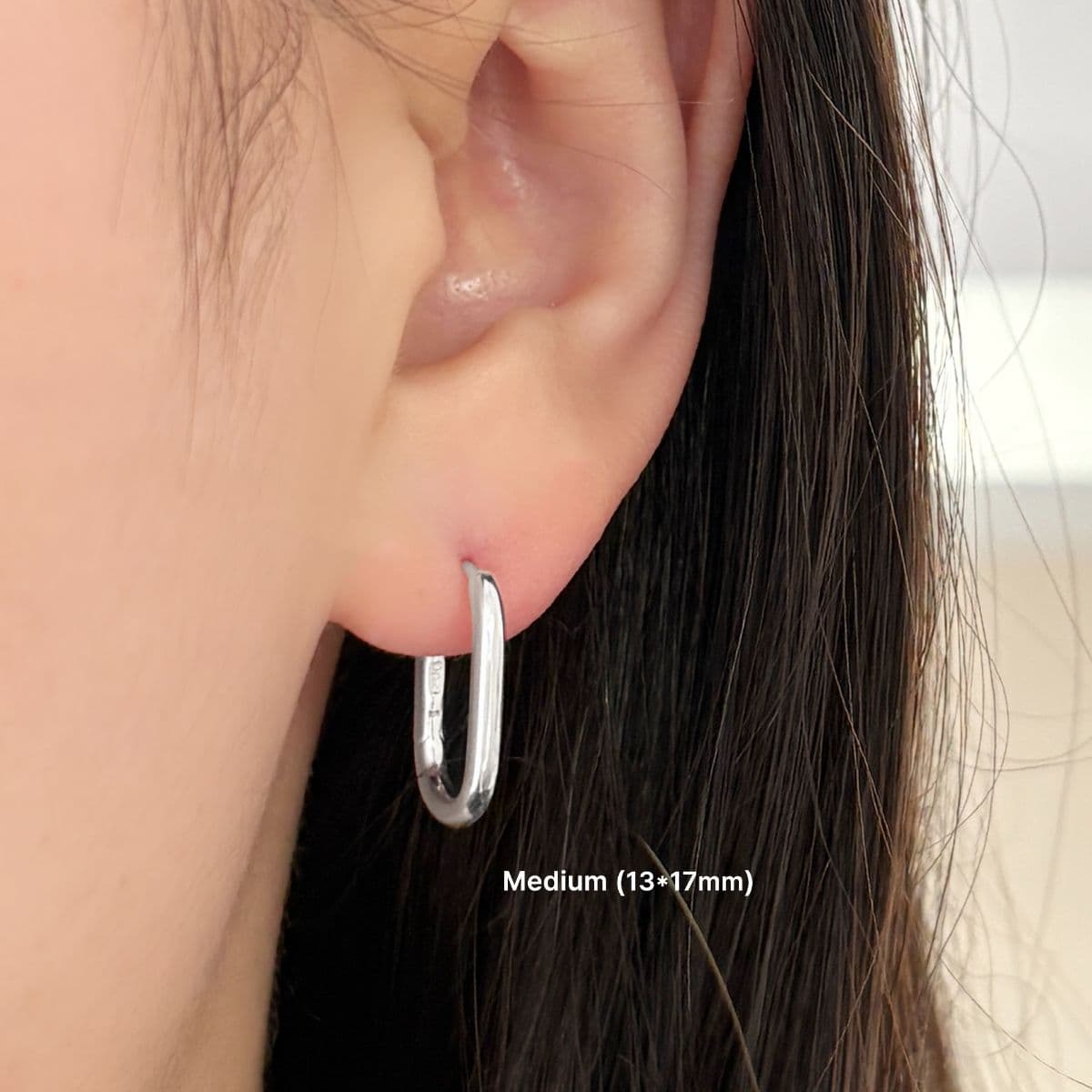 [SHG6613] Silver 925 Plain Oval One-Touch Earrings - 이미지 6