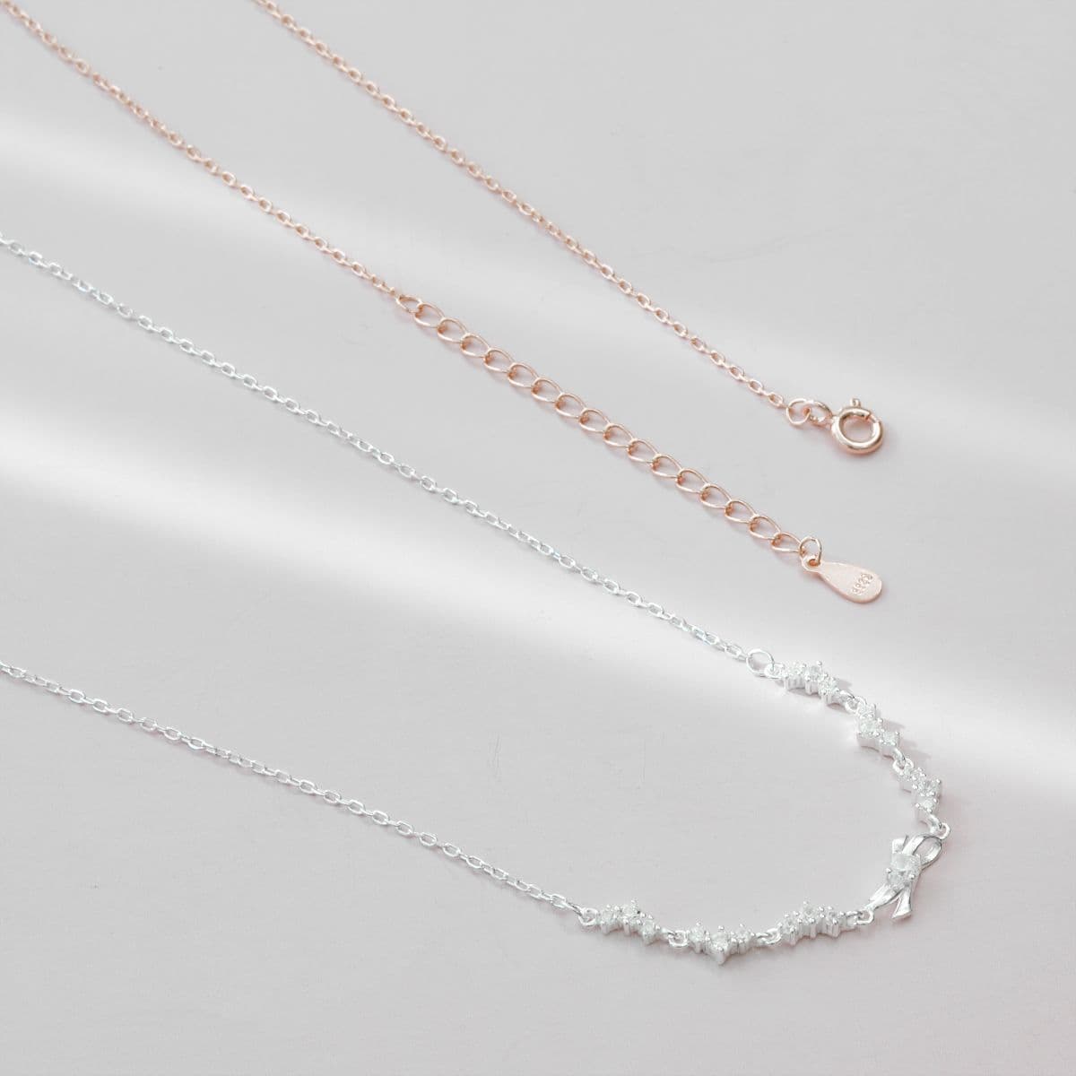 [SB6606,SN6608] 925 Silver Triple Cubic and Cubic Ribbon Set (Bracelet, Necklace) - 이미지 15