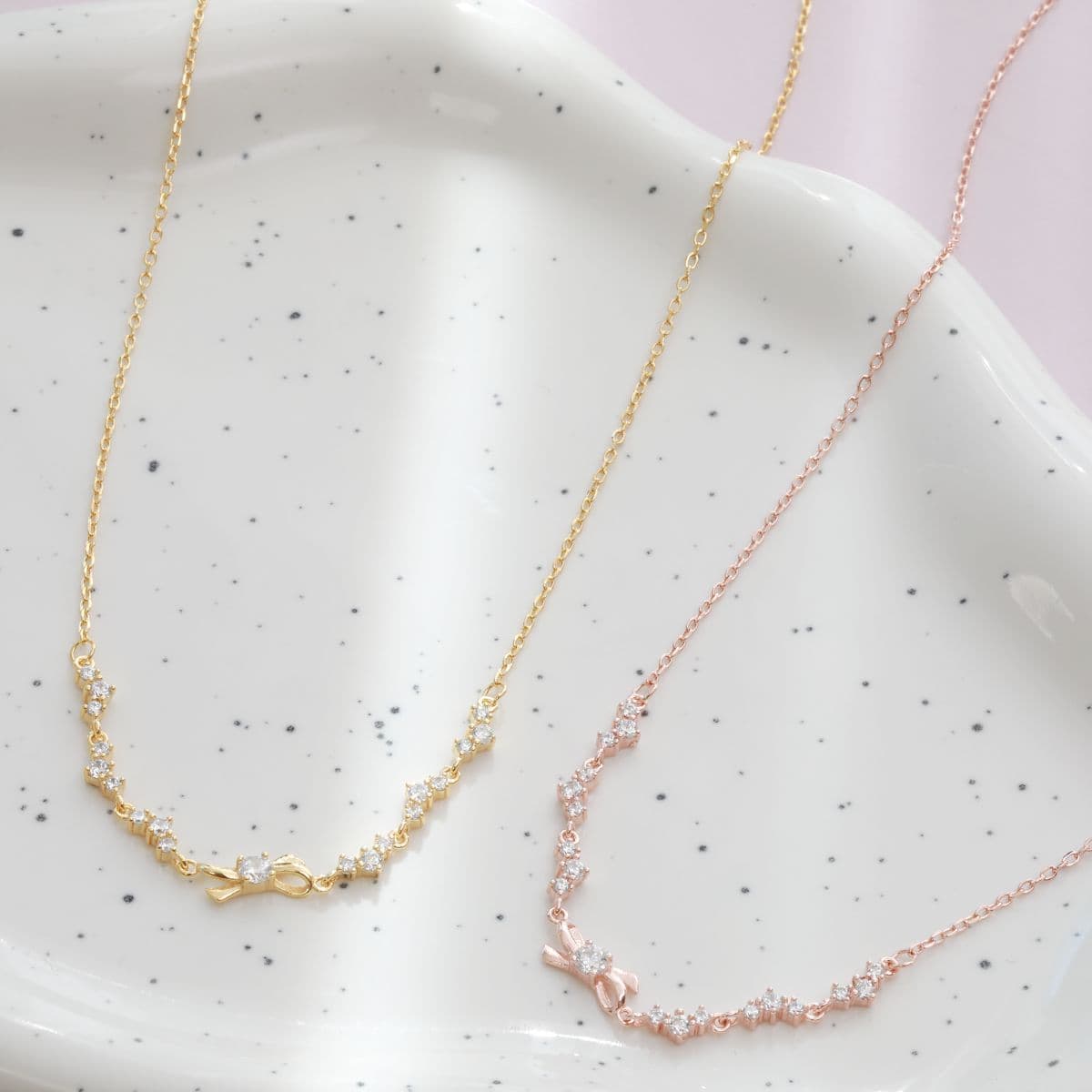 [SB6606,SN6608] 925 Silver Triple Cubic and Cubic Ribbon Set (Bracelet, Necklace) - 이미지 13