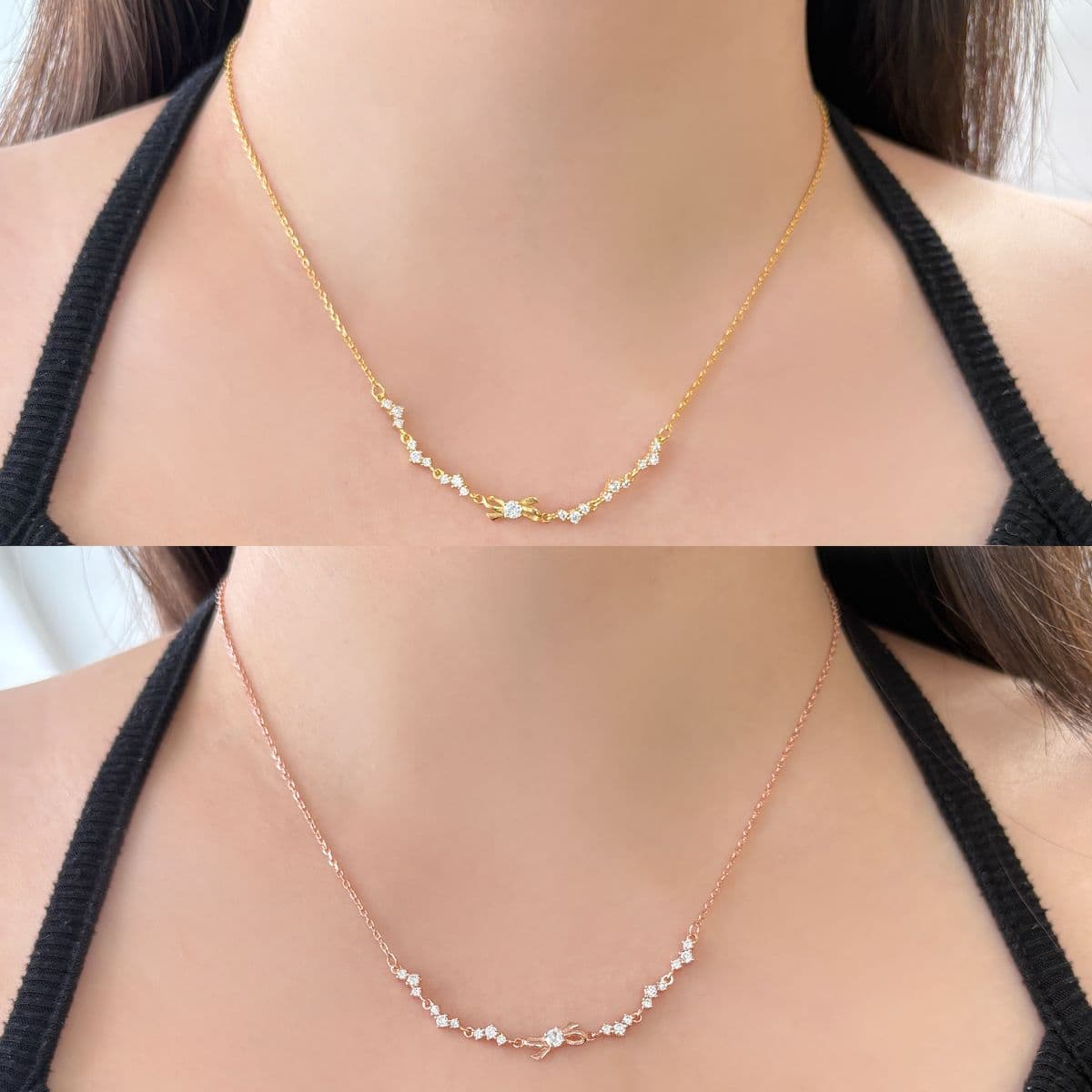 [SB6606,SN6608] 925 Silver Triple Cubic and Cubic Ribbon Set (Bracelet, Necklace) - 이미지 12