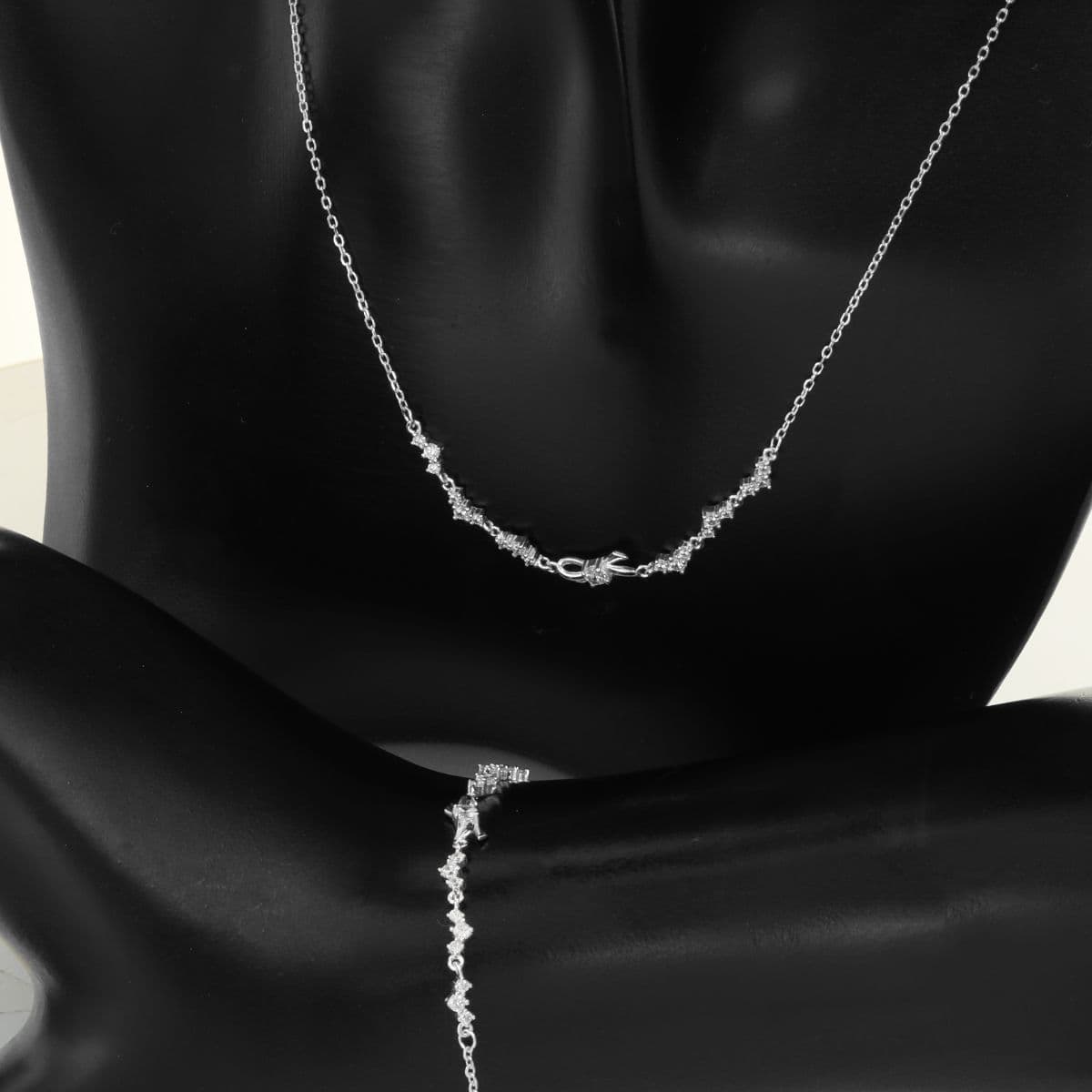[SB6606,SN6608] 925 Silver Triple Cubic and Cubic Ribbon Set (Bracelet, Necklace) - 이미지 17