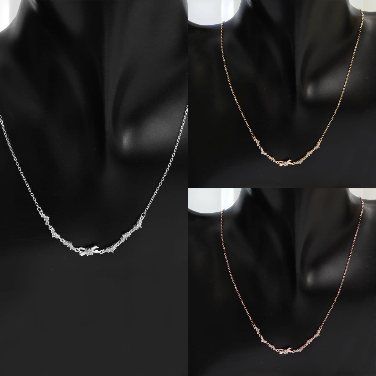 [SB6606,SN6608] 925 Silver Triple Cubic and Cubic Ribbon Set (Bracelet, Necklace) - 이미지 16