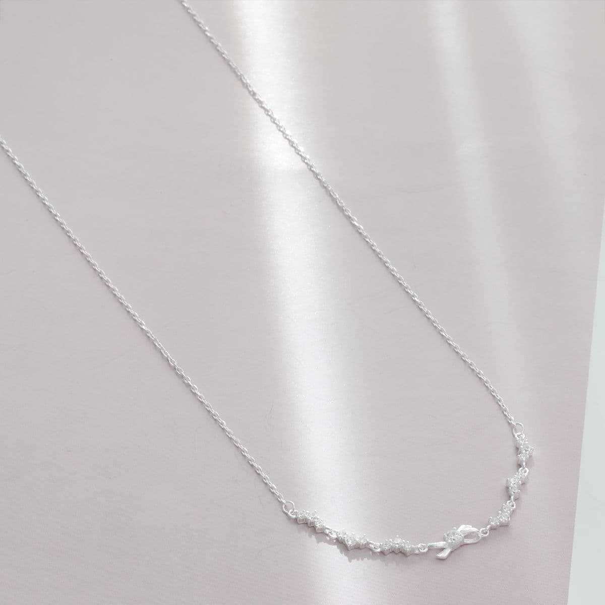 [SB6606,SN6608] 925 Silver Triple Cubic and Cubic Ribbon Set (Bracelet, Necklace) - 이미지 11