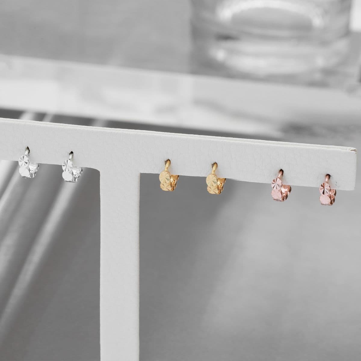 [SHG6614] Silver 925 Cut Round One-Touch Earrings - 이미지 2