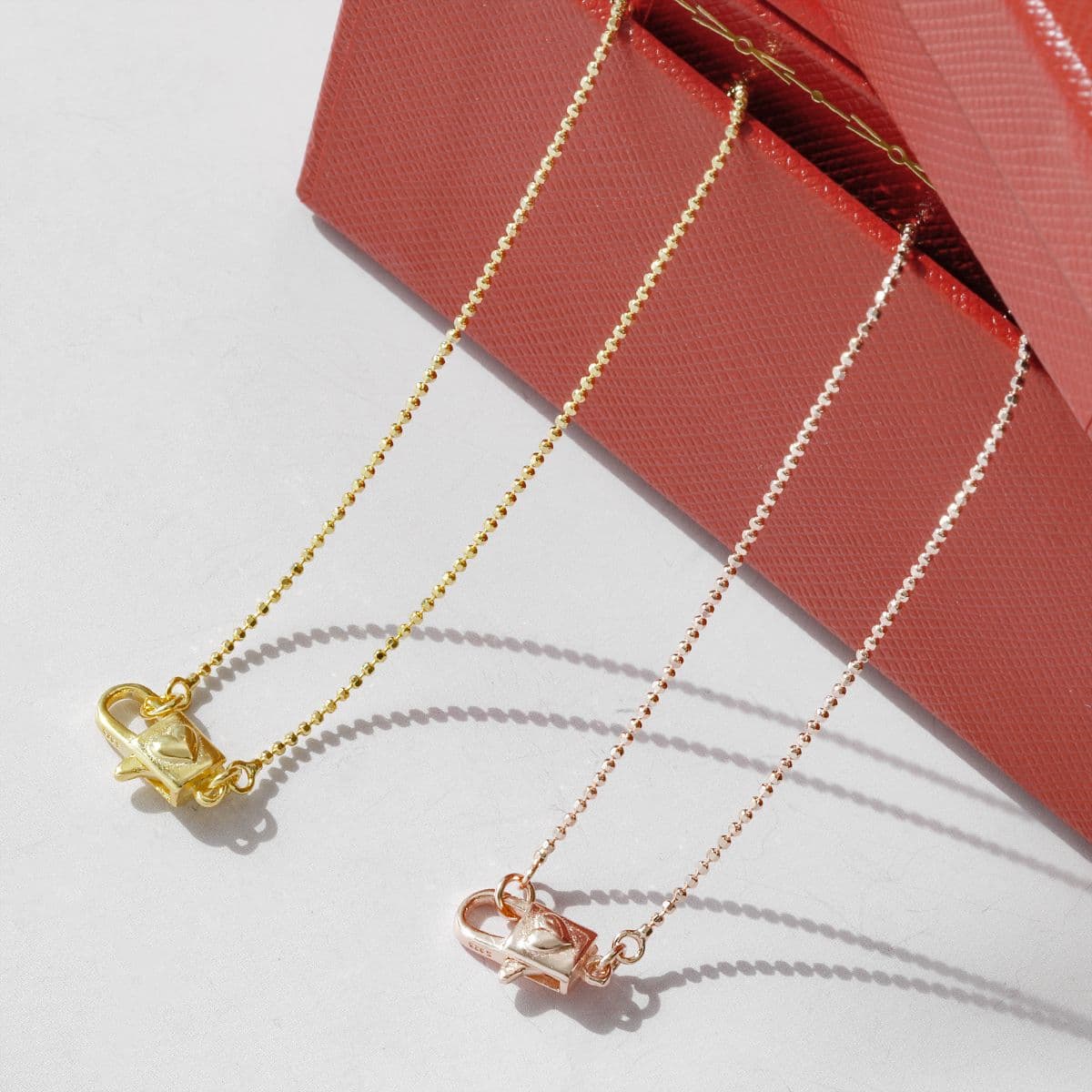 [SN6609] 925 Silver Heart Lock Ball Chain Necklace - 이미지 6