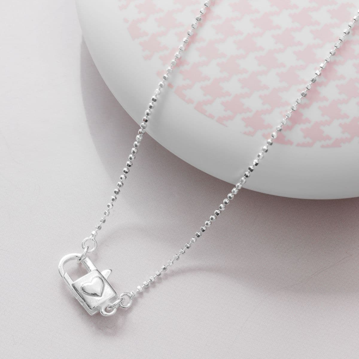[SN6609] 925 Silver Heart Lock Ball Chain Necklace - 이미지 4