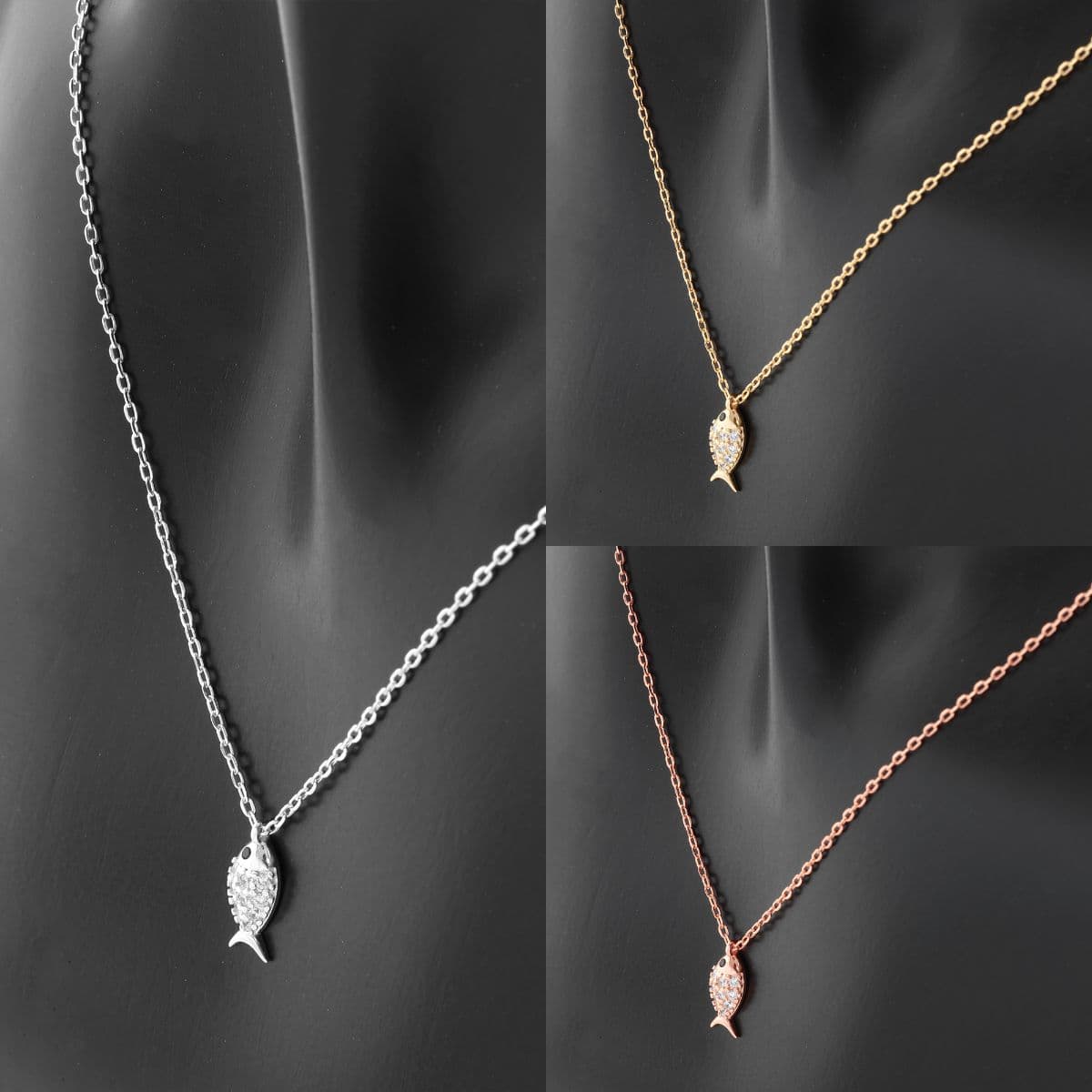 [SN6610] Silver 925 Mini Cubic Lucky Fish Necklace - 이미지 10
