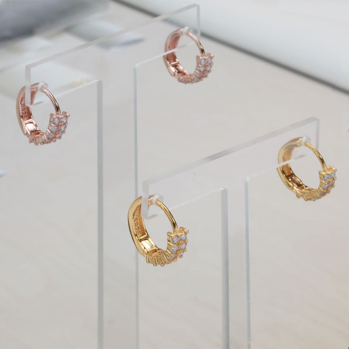 [SHG6615] Silver 925 Cubic Double Line One-Touch Earrings - 이미지 6