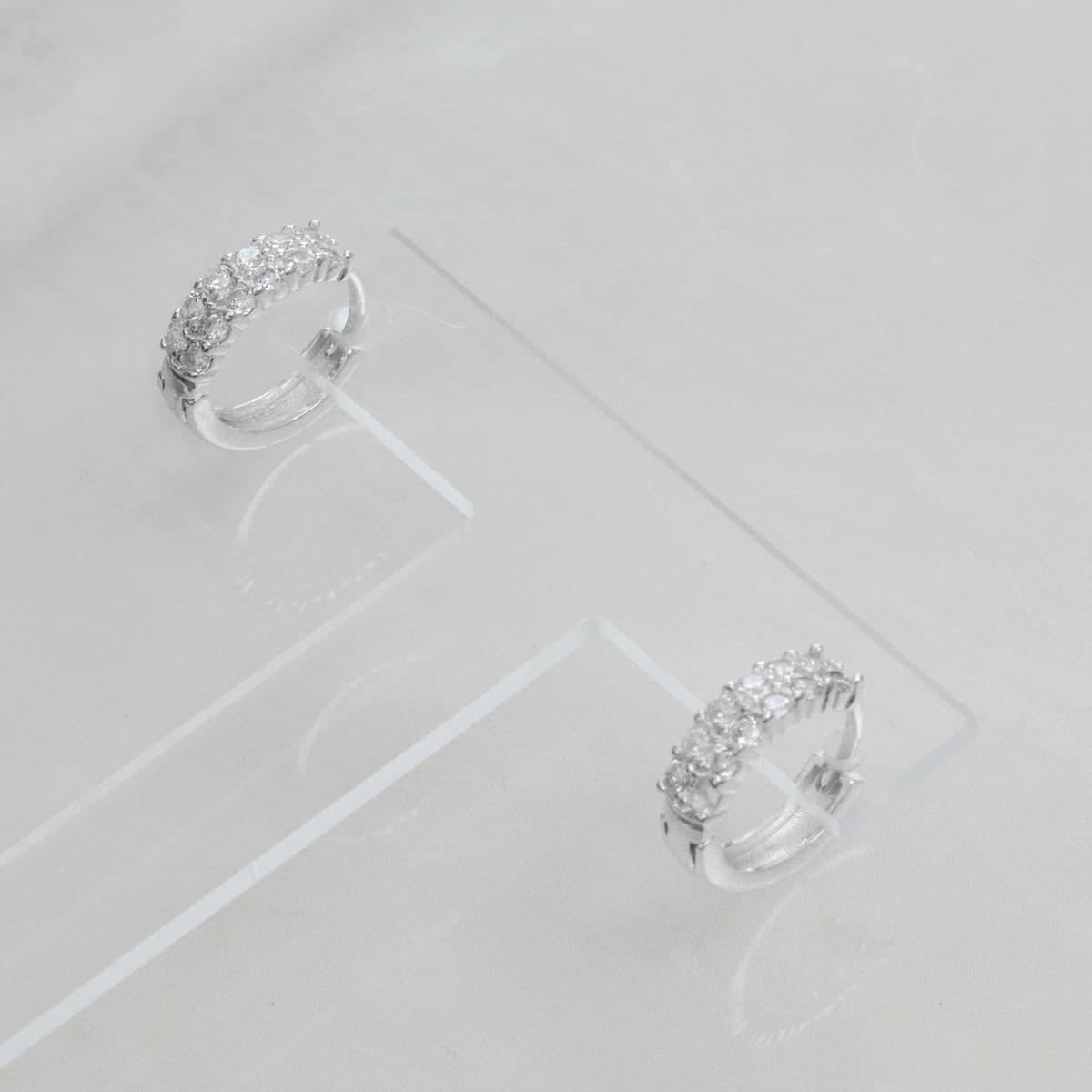 [SHG6615] Silver 925 Cubic Double Line One-Touch Earrings - 이미지 3