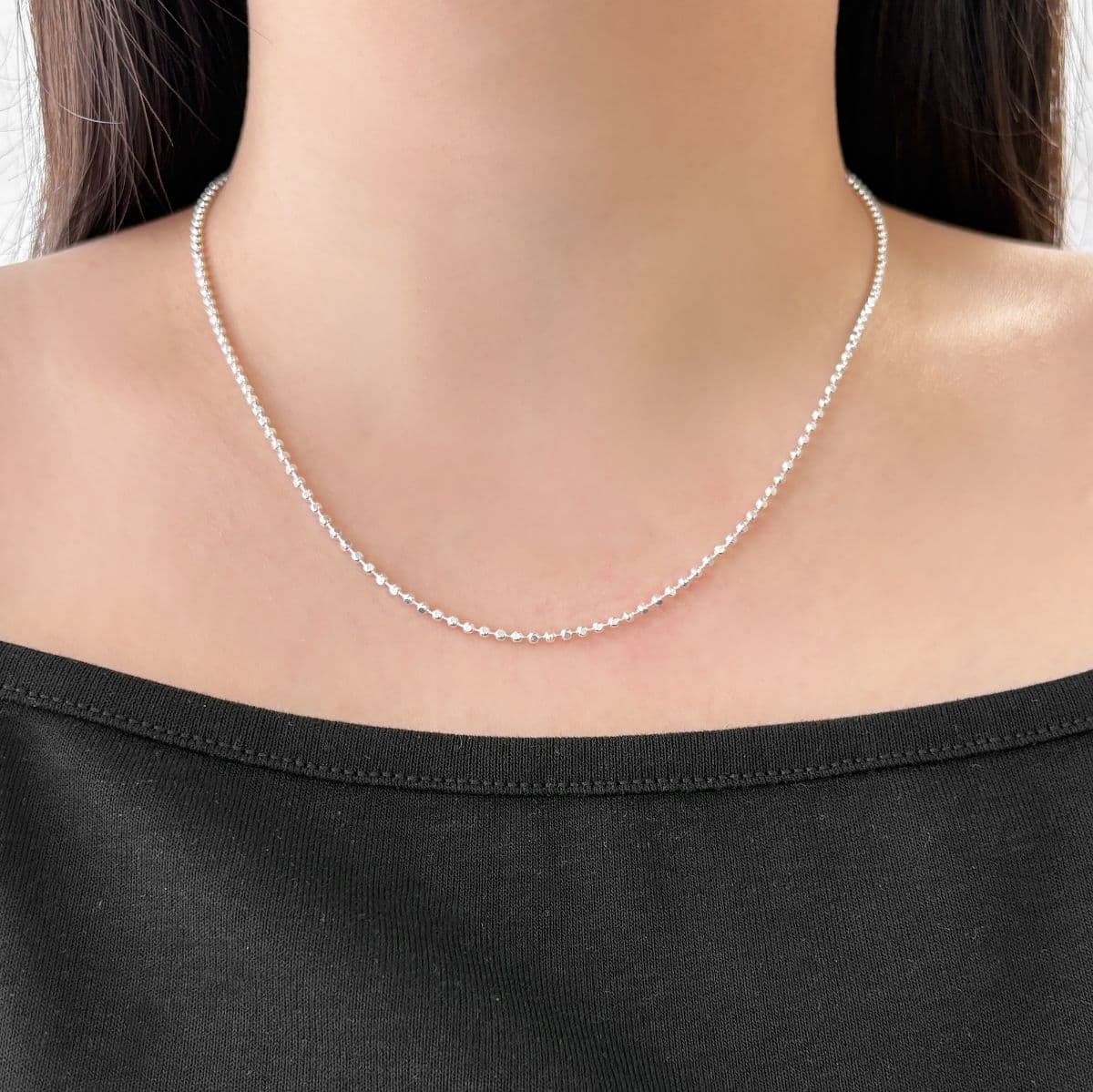 [SN6611] Silver 925 Round Cubic Chain Necklace - 이미지 2