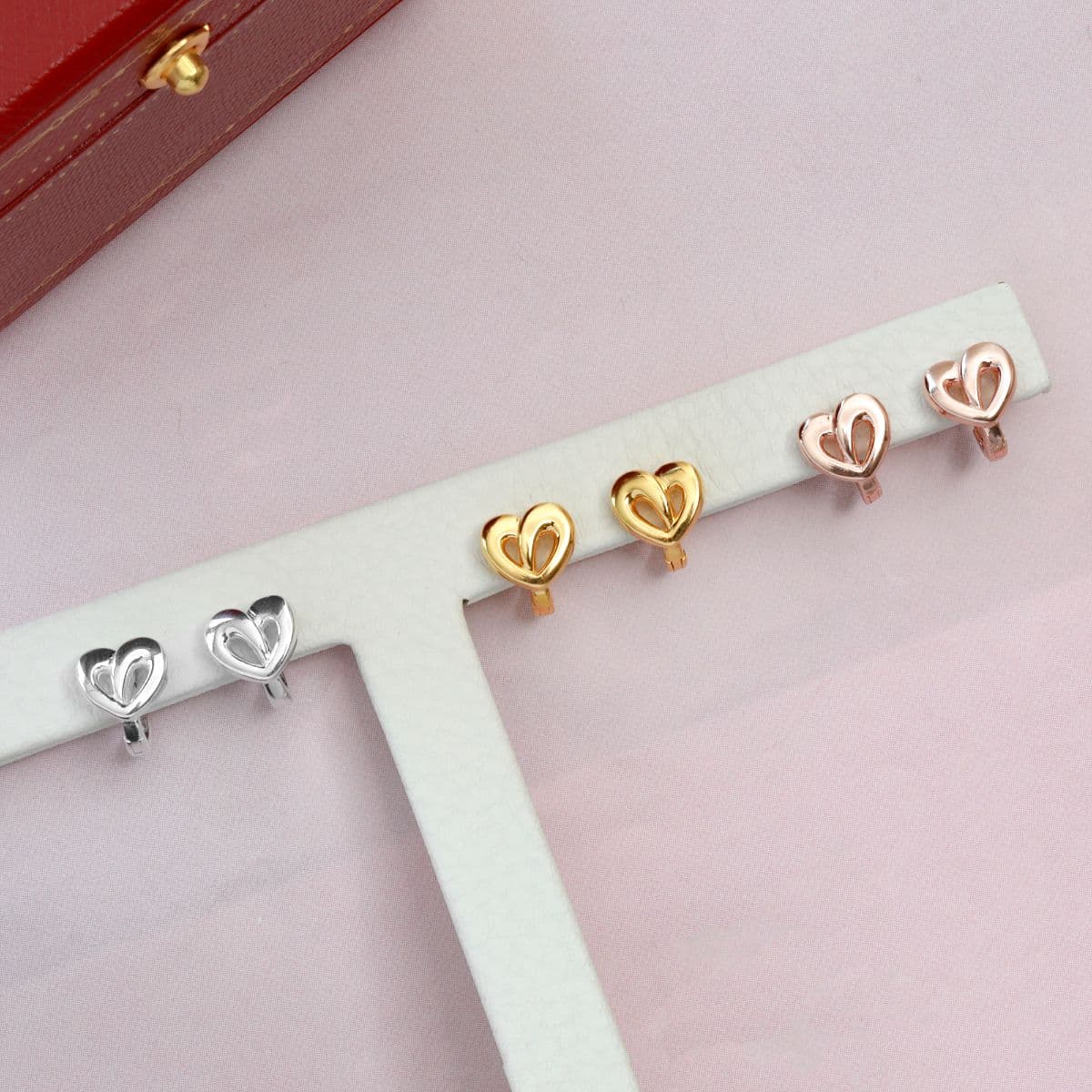 [SE0283] Silver 925 One-Line Heart One-Touch Earrings - 이미지 2