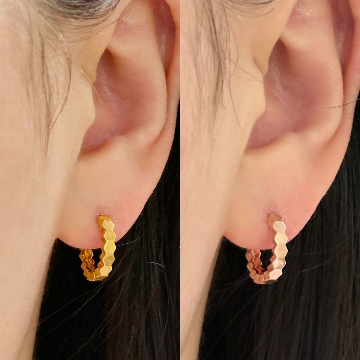 [SE0272], [SHG6616] Silver 925 Plain Honeycomb One-Touch Earrings - 이미지 14