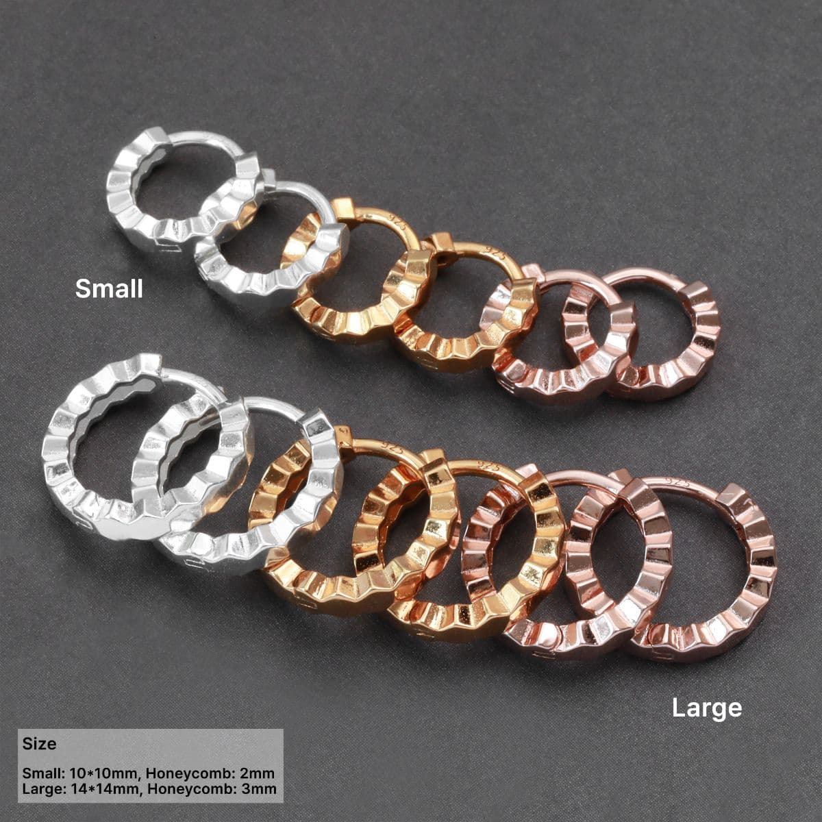 [SE0272], [SHG6616] Silver 925 Plain Honeycomb One-Touch Earrings - 이미지 1