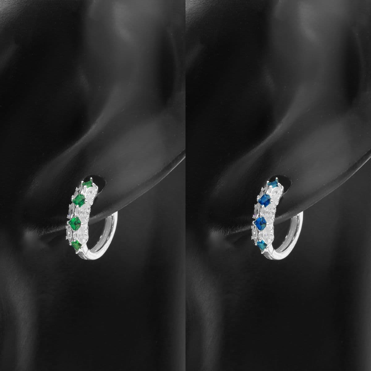 Silver 925 Summer Blue Cubic One-Touch Earrings Set - 이미지 6