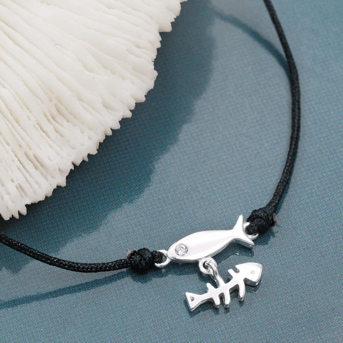 [SB6700] Silver 925 Fish and Thorn Black String Bracelet - 이미지 7