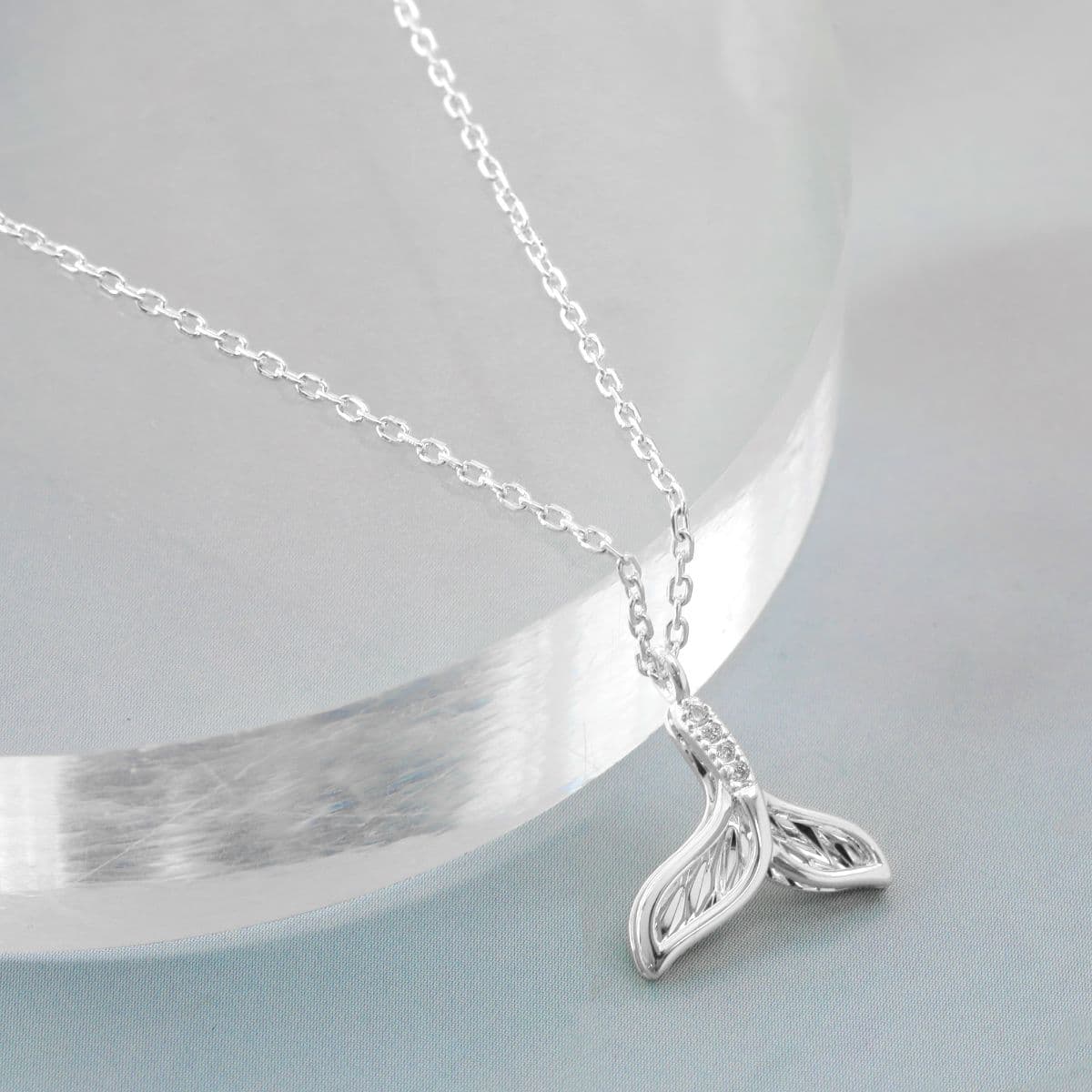 [SN6700] Silver 925 Thin and Cubic Whale Tail Necklace - 이미지 7