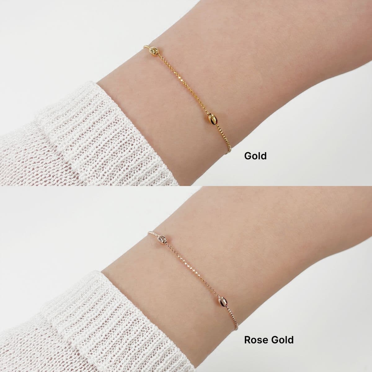 [SB6701] Silver 925 Mini Oval Station Ball Chain Bracelet - 이미지 4