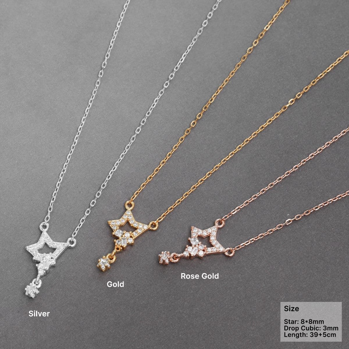 [SN6701] Silver 925 Cubic Broken Star Necklace - 이미지 1