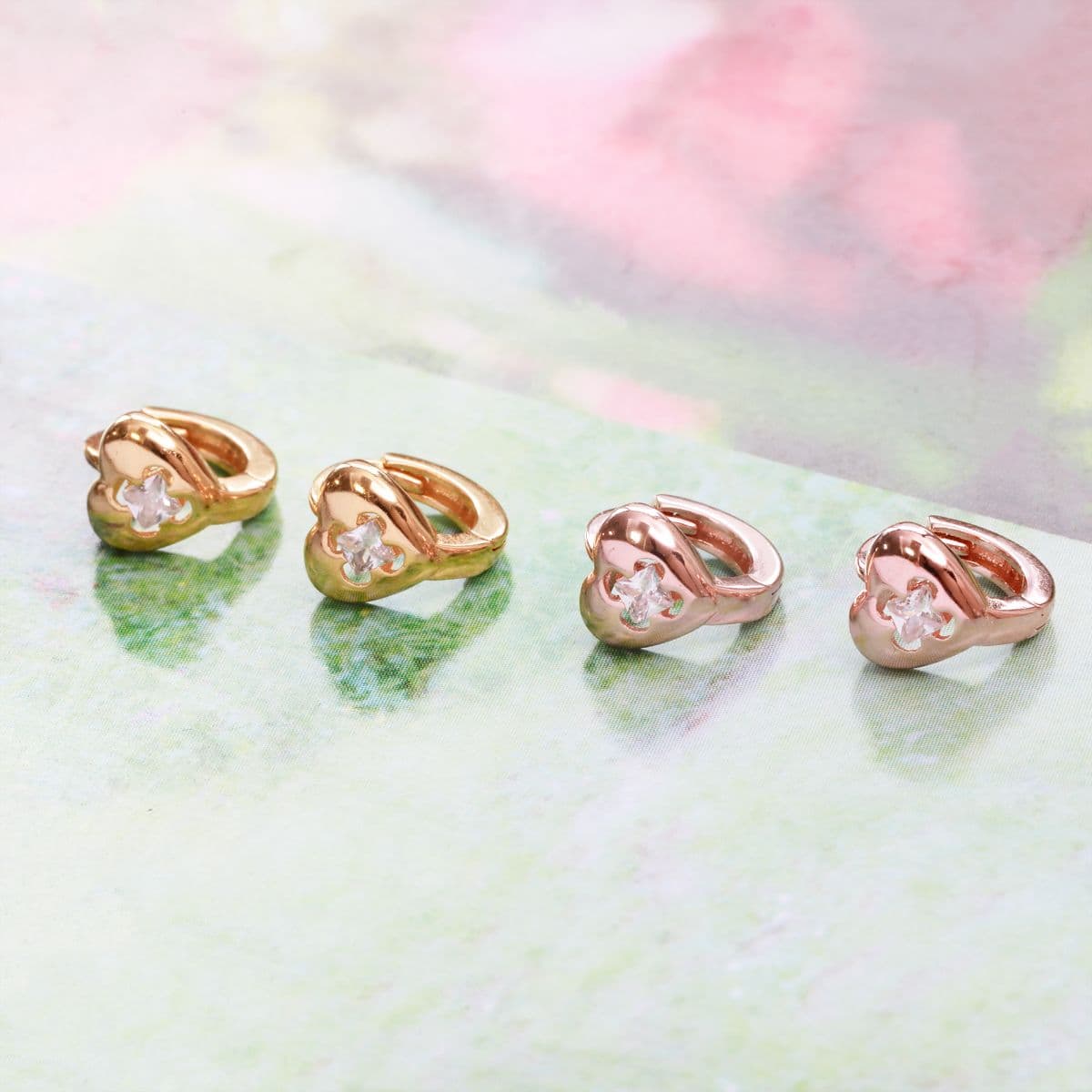 [SHG6703] Silver 925 Cubic In Flower Heart One-Touch Earrings - 이미지 7