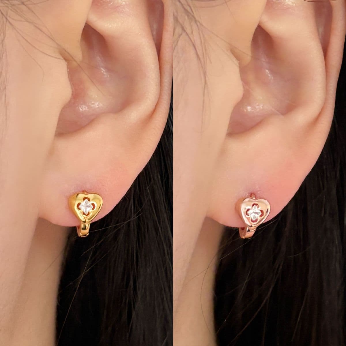 [SHG6703] Silver 925 Cubic In Flower Heart One-Touch Earrings - 이미지 5