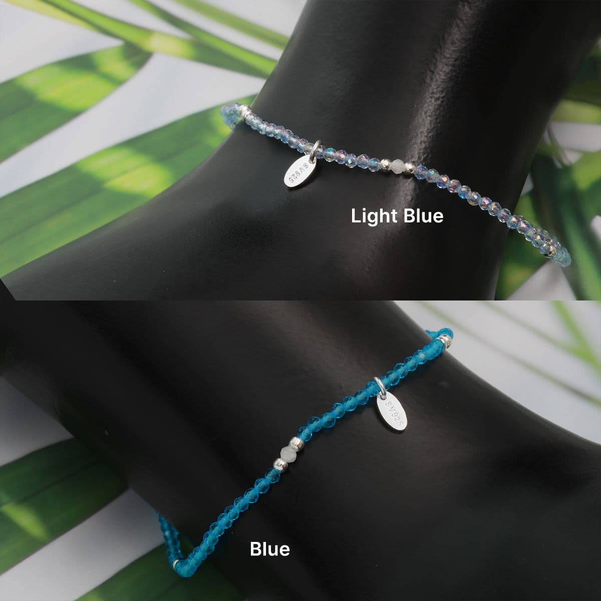 Silver 925 Blue Summer Beads and Natural Moonstone Set (Bracelet, Necklace) - 이미지 5