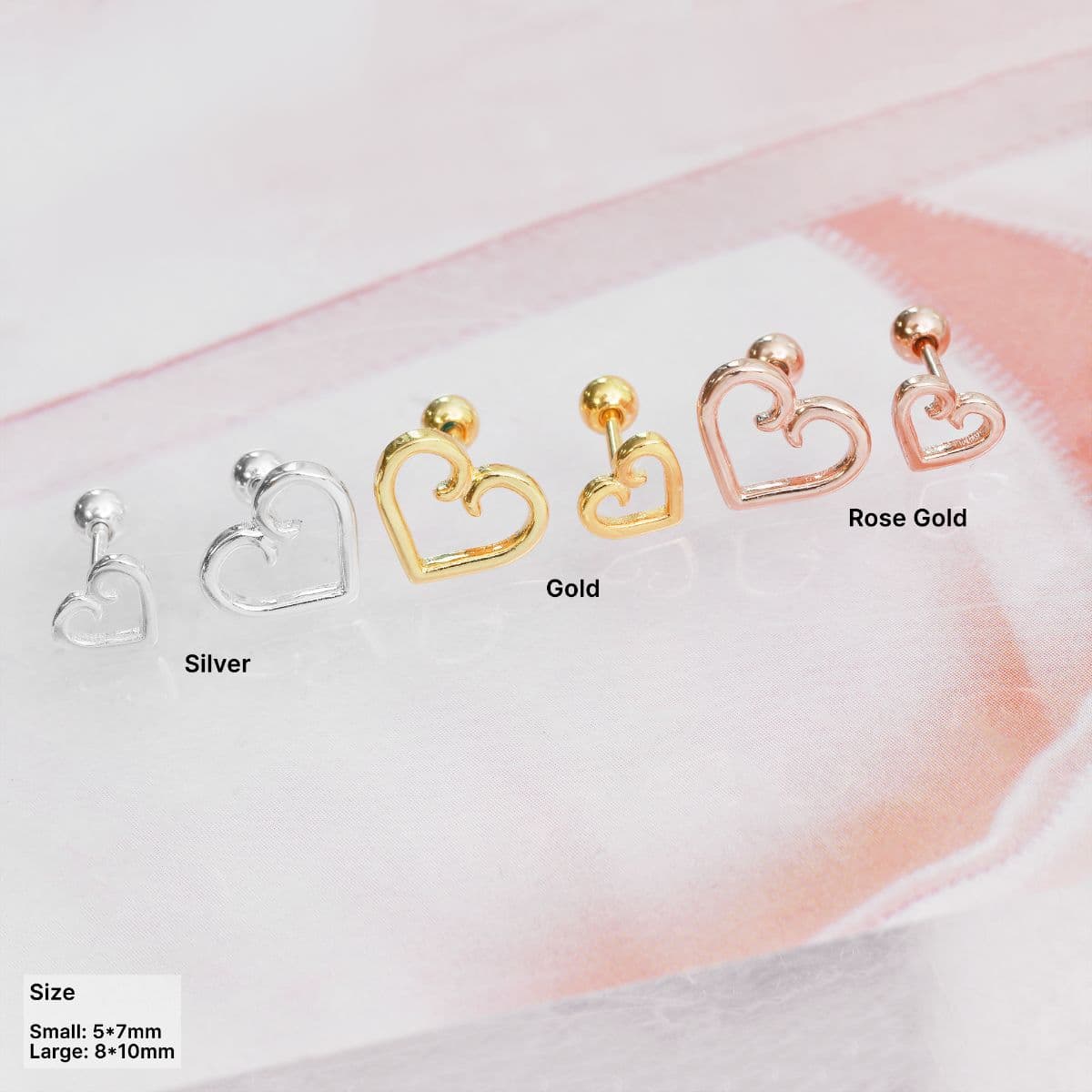[SPC6607], [SPC6608] Silver 925 Dreaming Heart Piercing Set - 이미지 1