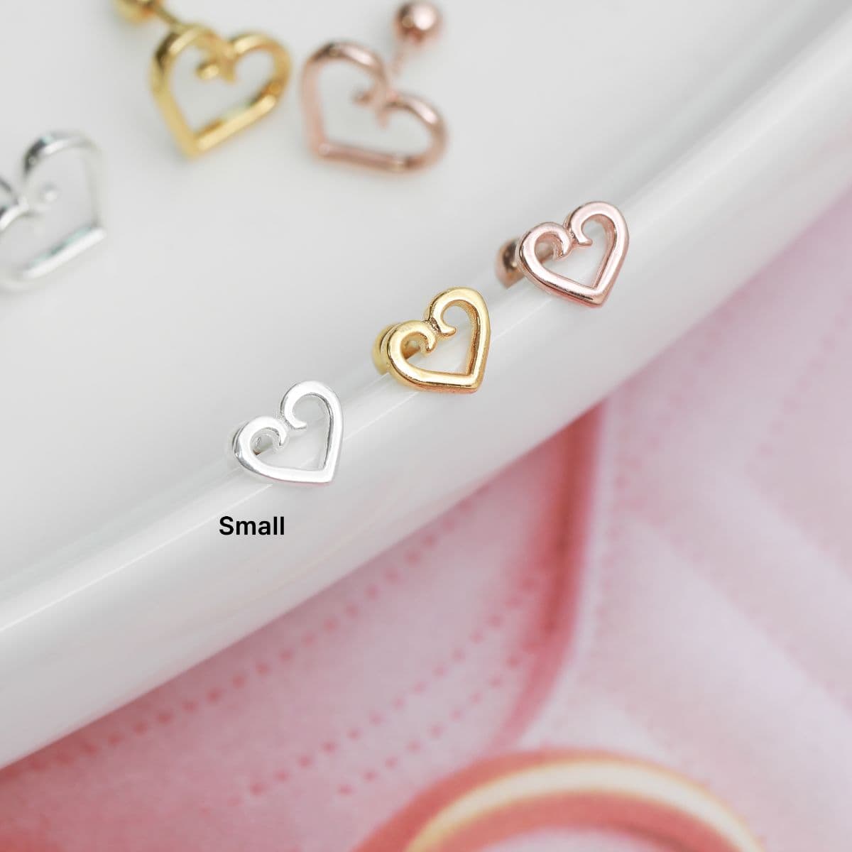 [SPC6607], [SPC6608] Silver 925 Dreaming Heart Piercing Set - 이미지 4