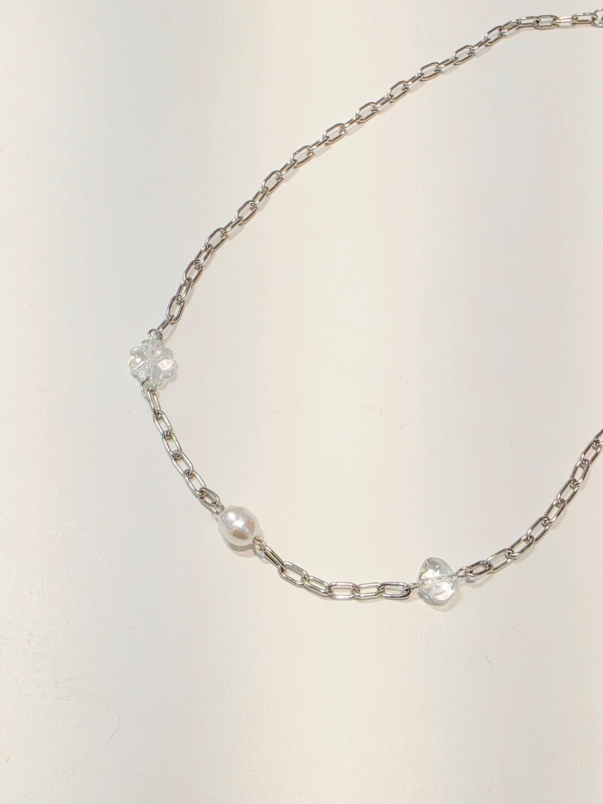Clover Glass Surgical Steel Necklace - 이미지 2