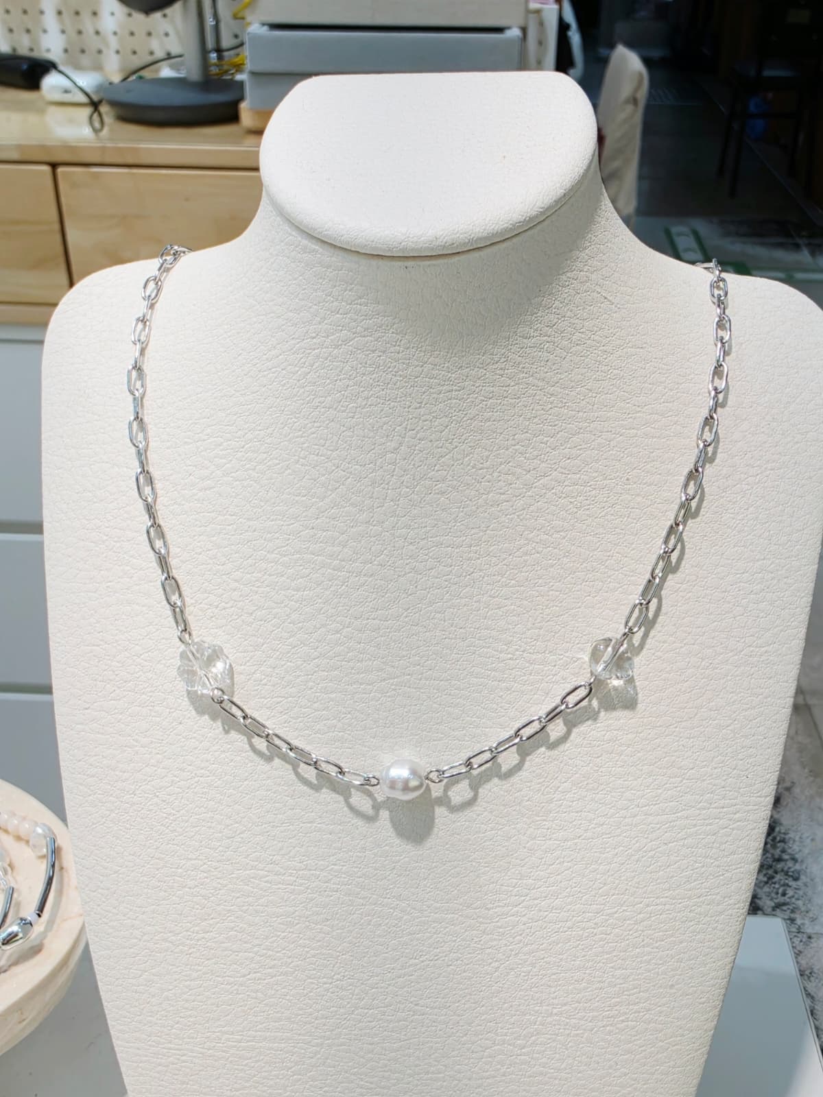 Clover Glass Surgical Steel Necklace - 이미지 3