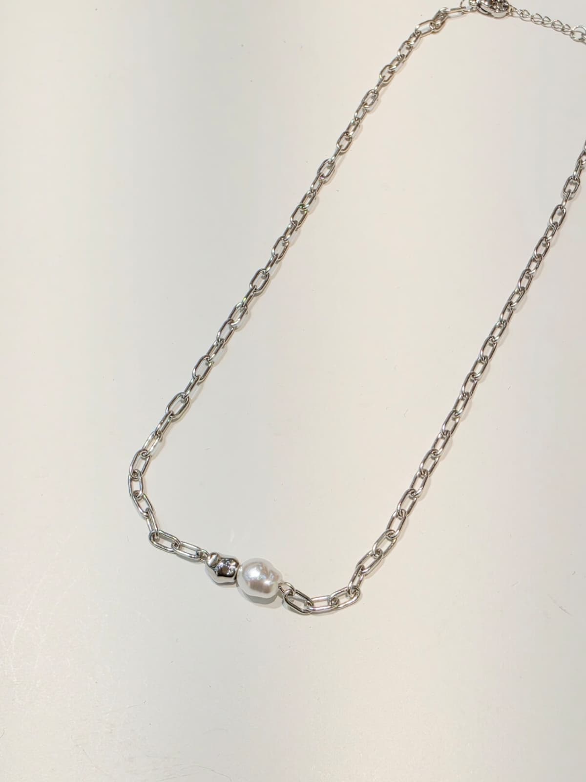 Stone Pearl Surgical Steel Necklace - 이미지 2