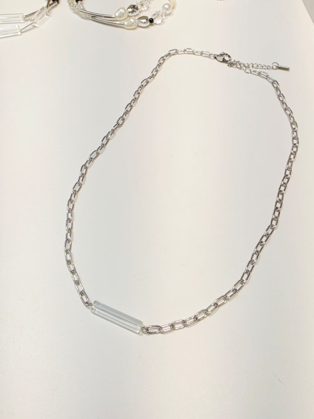 Glass bar surgical steel necklace - 이미지 2